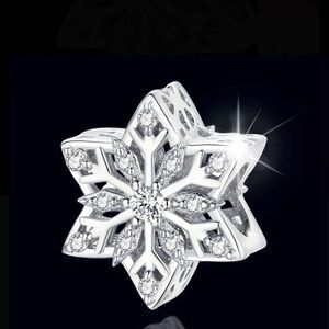 Elegant Silver Snowflake 925 Sterling Silver Charm